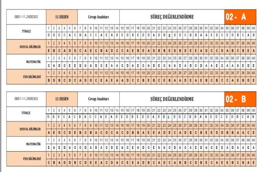 11 ve 12.Sınıflar Deneme Cevap Anahtarı (28.11.2025)
